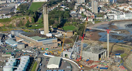 Des voiles béton jusqu’à 28 m de hauteur pour l’usine d’incinération de Jersey