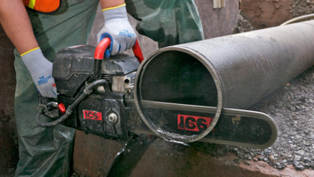 PowerGrit d'ATDV, une chaîne de découpe pour tuyaux en fonte