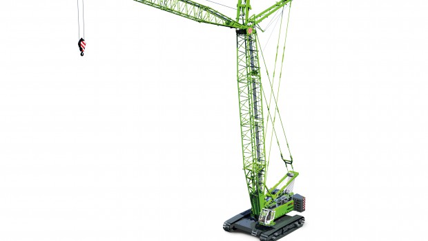 Grue à chenilles Sennebogen 3300 E exposée à la Bauma