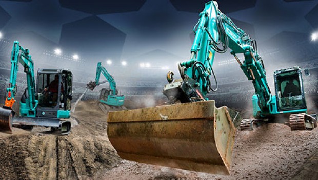 Kobelco exhibe sa gamme récente de mini pelles à GaLaBau