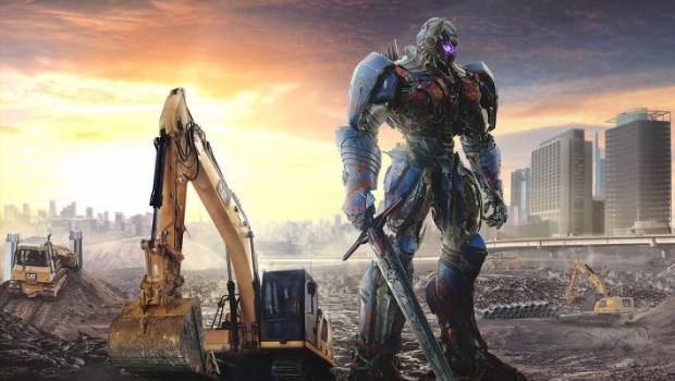 Cat Excavator and hero robots on the big screen