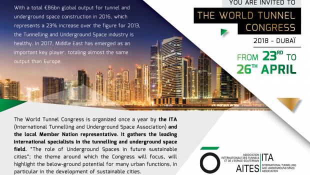Le World Tunnel Congress 2018 se tiendra à Dubai