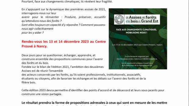 Les 2èmes Assises des forêts et du bois du Grand Est se tiennent à Nancy