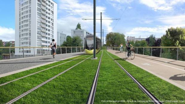 Tramway de Brest : La première pierre du pont Kergoat posée