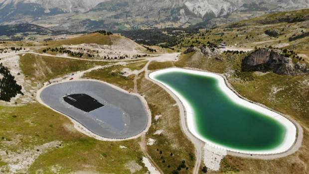 Une géomembrane dans les Alpes
