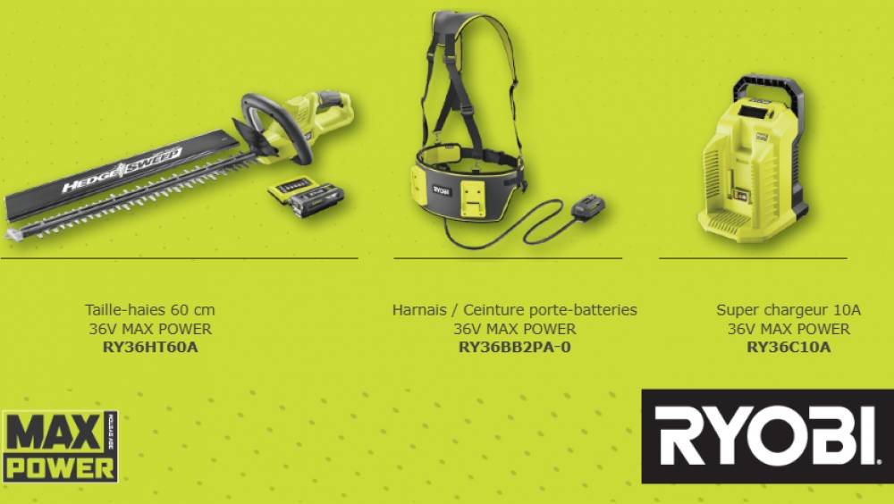 Ryobi poursuit le développement de sa plateforme 36V MAX POWER