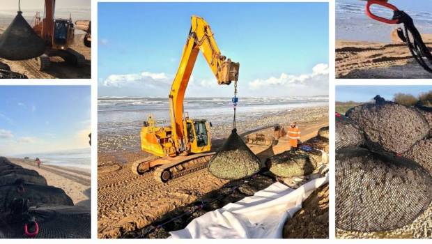Ile d'Oléron : 600 ml de protection du littoral par des galettes de gabions de 4 t