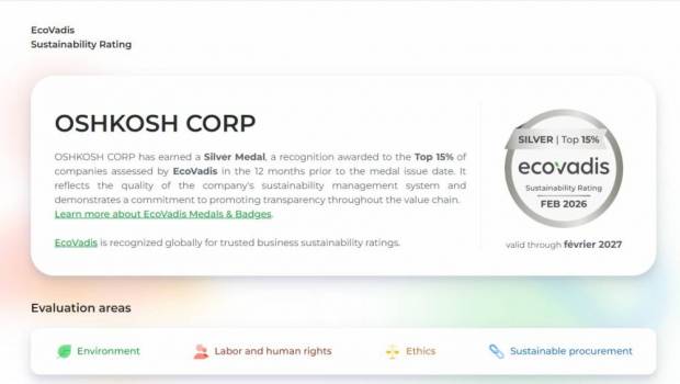 L'américain Oshkosh Corporation, propriétaire de JLG, récompensé par EcoVadis