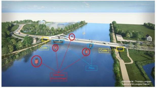 Le futur pont de Colombelles en Normandie en plein terrassement