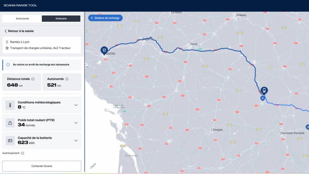 Scania lance un outil pour simuler l’autonomie des camions électriques