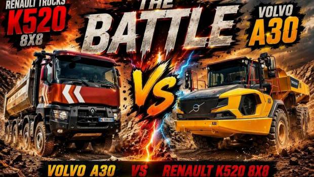 LE CHOC DES TITANS : VOLVO A30J VS RENAULT TRUCKS K 520 8x8